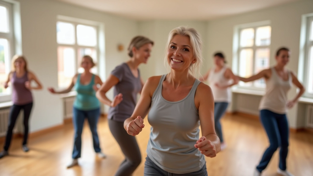 Small group of dancers learning together at a dance studio in Portugal with wooden floors and mirrors on walls